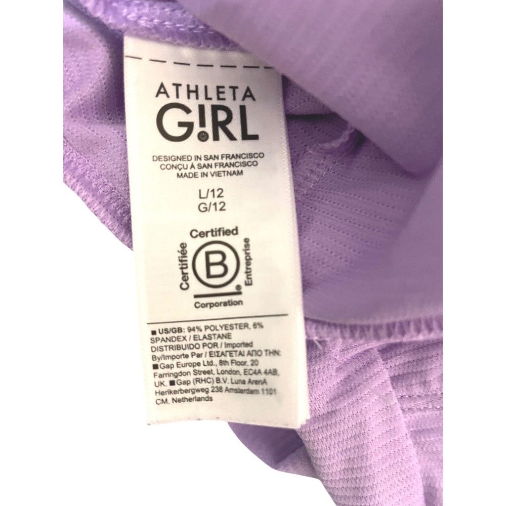 NWOT Athleta Girl Purple Zip Hoodie Textured Activewear Jacket Thumbholes L 12 - Picture 5 of 10